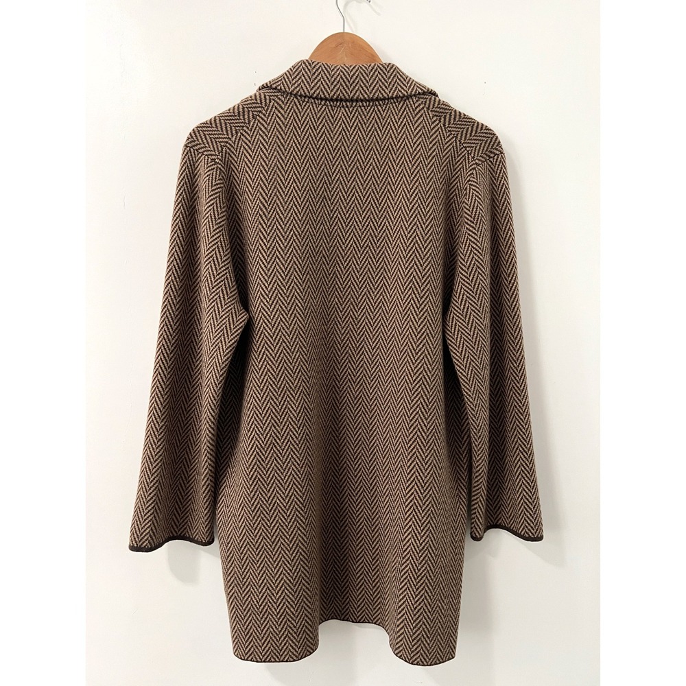 J. Crew Herringbone Knit Open Cardigan Women Size Medium Brown - Picture 5 of 9